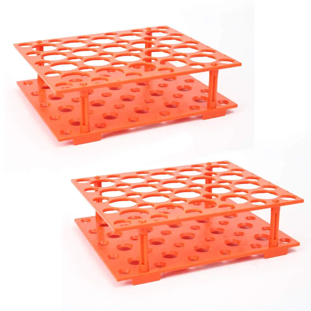 50-Holes Centrifuge Tube Rack - Detachable Lab Test Tube Holder Rack for 10ml/15ml/50ml(2 Racks Orange/Blue)