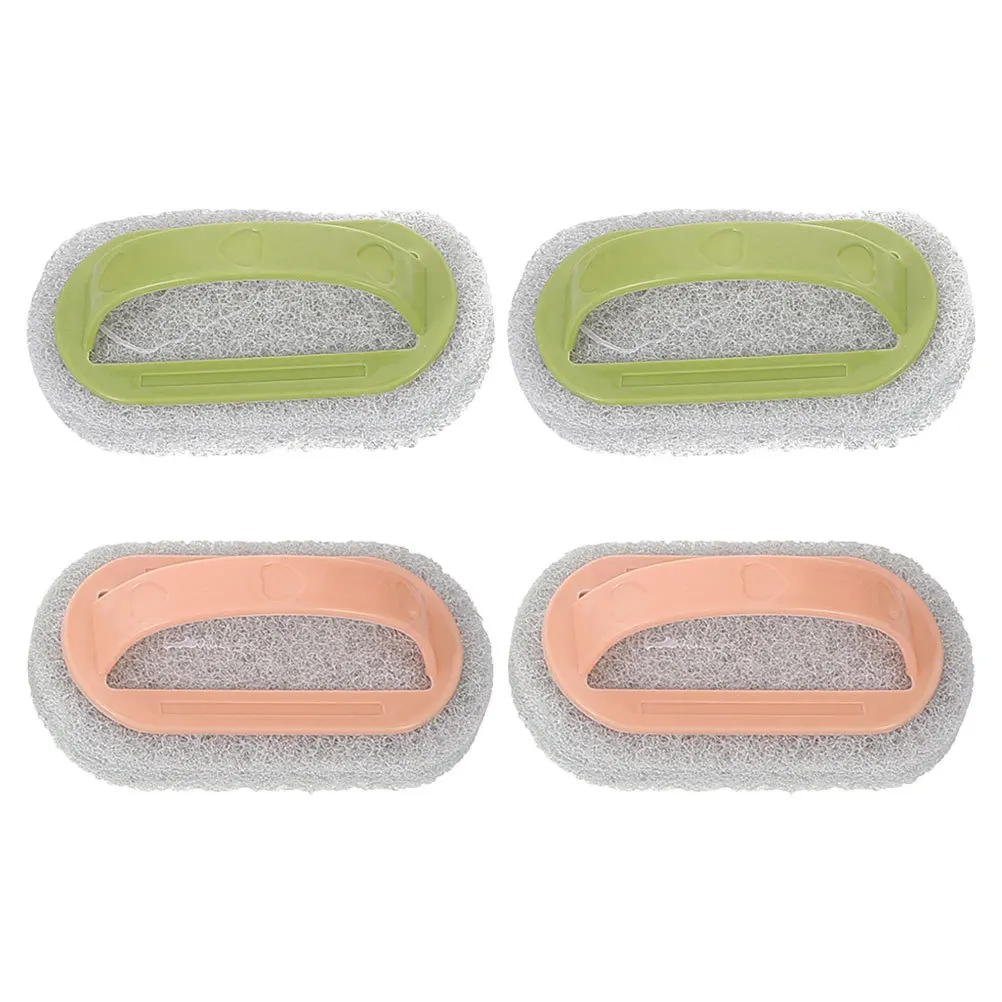 

4Pcs Multi-Purpose Handle Scrub Brush Set Bathroom Kitchen Bathtub Cleaning Ergonomic Grip Soft Stain Cleaner