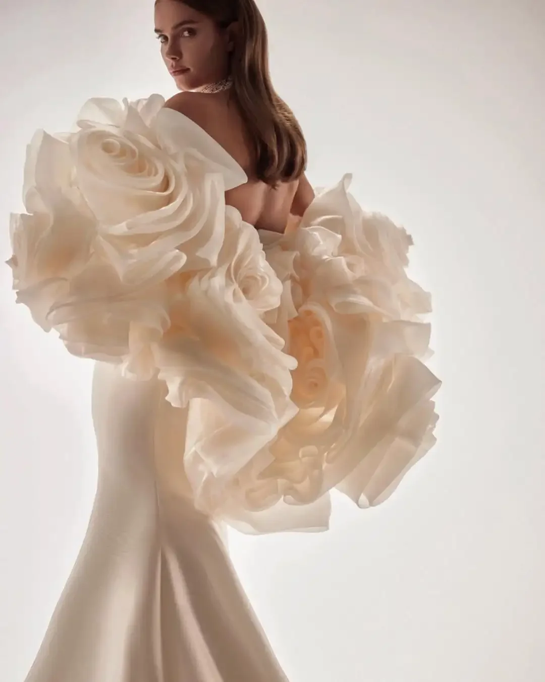 New Couture Photoshoot Wedding Women Jackets Cloak Custom 3D Rose Flowers Bridal Wraps Cape Women Blouse Floral Wedding Cape