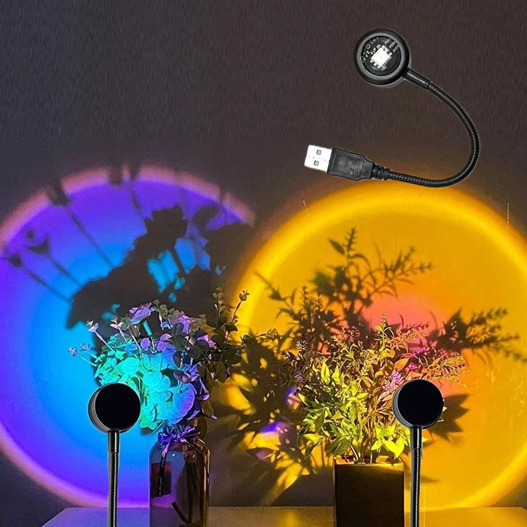 USB LED Sunset Photography Light RGB Rainbow DC 5V Scent Light Backdrop Bedroom Home Decoration Night Light Projection Lights