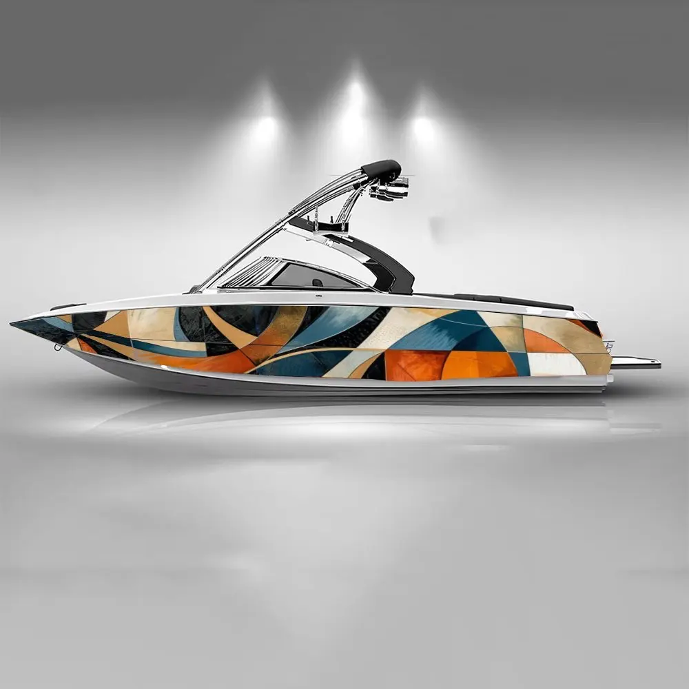 Abstract Geometric Colorful Waterproof Charming Boat Sticker Vinyl Ship Pontoon Deck Boat Fishing Decorative Pontoon Boats Decal