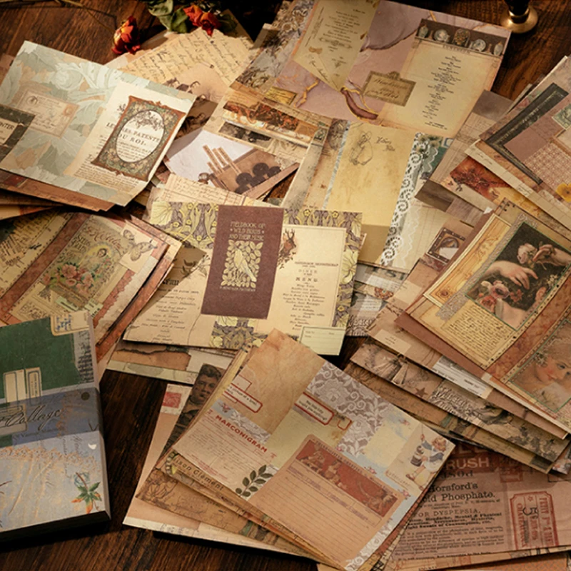 8 Style100Pcs/book Memo Material Paper Vintage Artistic Character Message Card Beautiful Flowers European Style DIY Hand Account