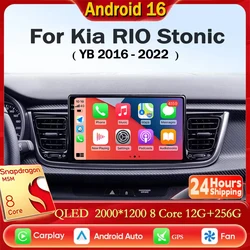 Android 16 Carplay Auto Car Radio GPS Multimedia Video Player Stereo BT For Kia RIO Stonic YB 2016 2017 2018 2019 2020 2021 2022