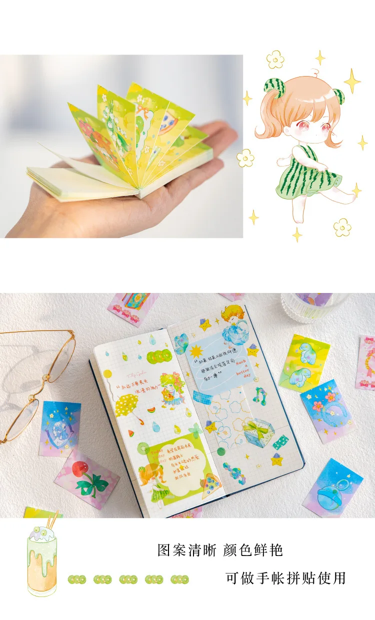 50pcs/pack Girls Ins Style Beanbook Stickers Spring Story Series Creative Hand Account Decorative Material Stickers