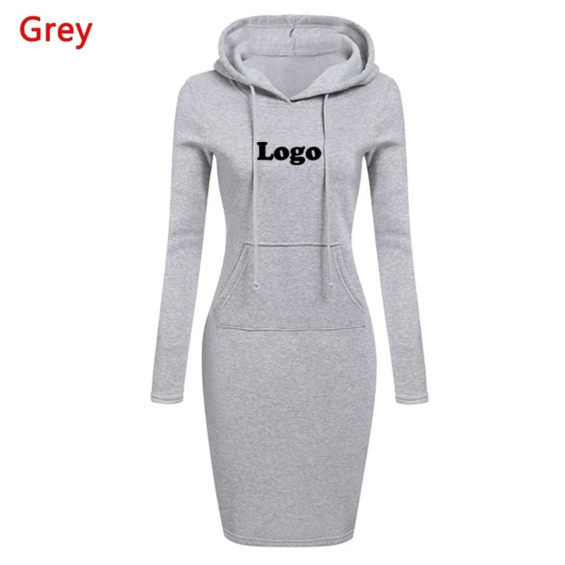 Moda Eleganckie damskie sukienki bandażowe Bodycon Pullovers A-Line Office Pocket Hooded Casual Customize Long Sleeve Mini Dress Slim Dress