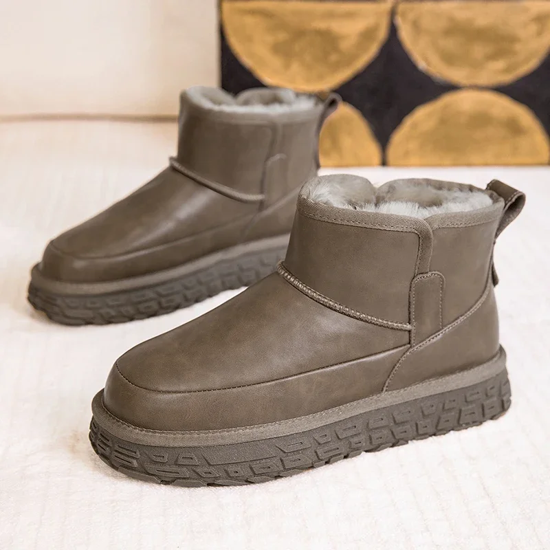 

Winter Boots Men Slip on Plushed Warmed Boots for Men Unisex Suede Comfy Anti-Slip Ankle Boots Man Big Size 45 Botas Para Hombre