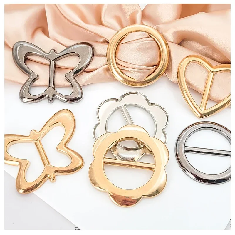 

2 шт., металлический круглый зажим, пряжка, кольцо для одежды, держатель для шелкового шарфа, кольцо, зажим для футболки, зажим для галстука, женский орнамент «сделай сам»