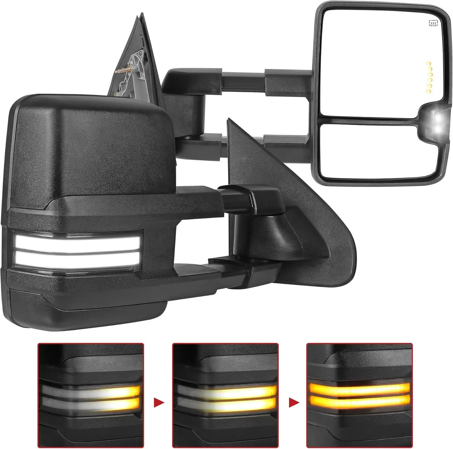 

Towing Mirrors Compatible with 2014-2018 Silverado Sierra 1500, 2015-2019 Silverado Sierra 2500 HD 3500 HD, Power Heat