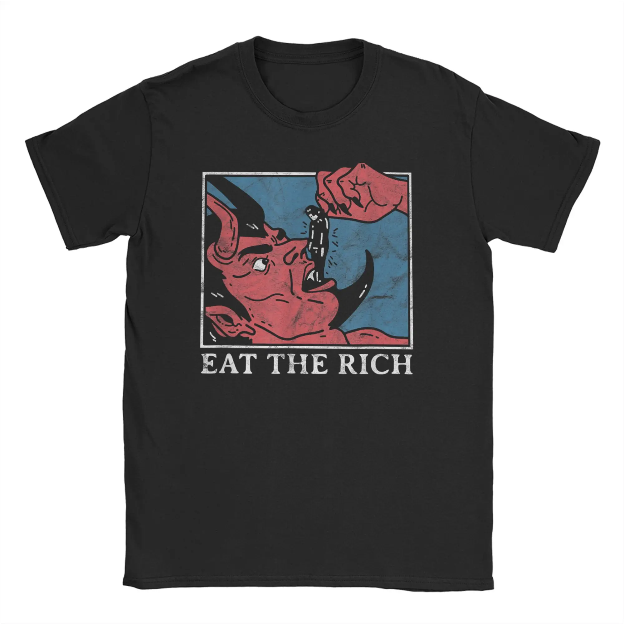 Men Women T-Shirts Eat The Rich Satan Devil Goth Punk Grunge Witch Cotton Tees Short Sleeve  T Shirts Crew Neck Clothes Gift