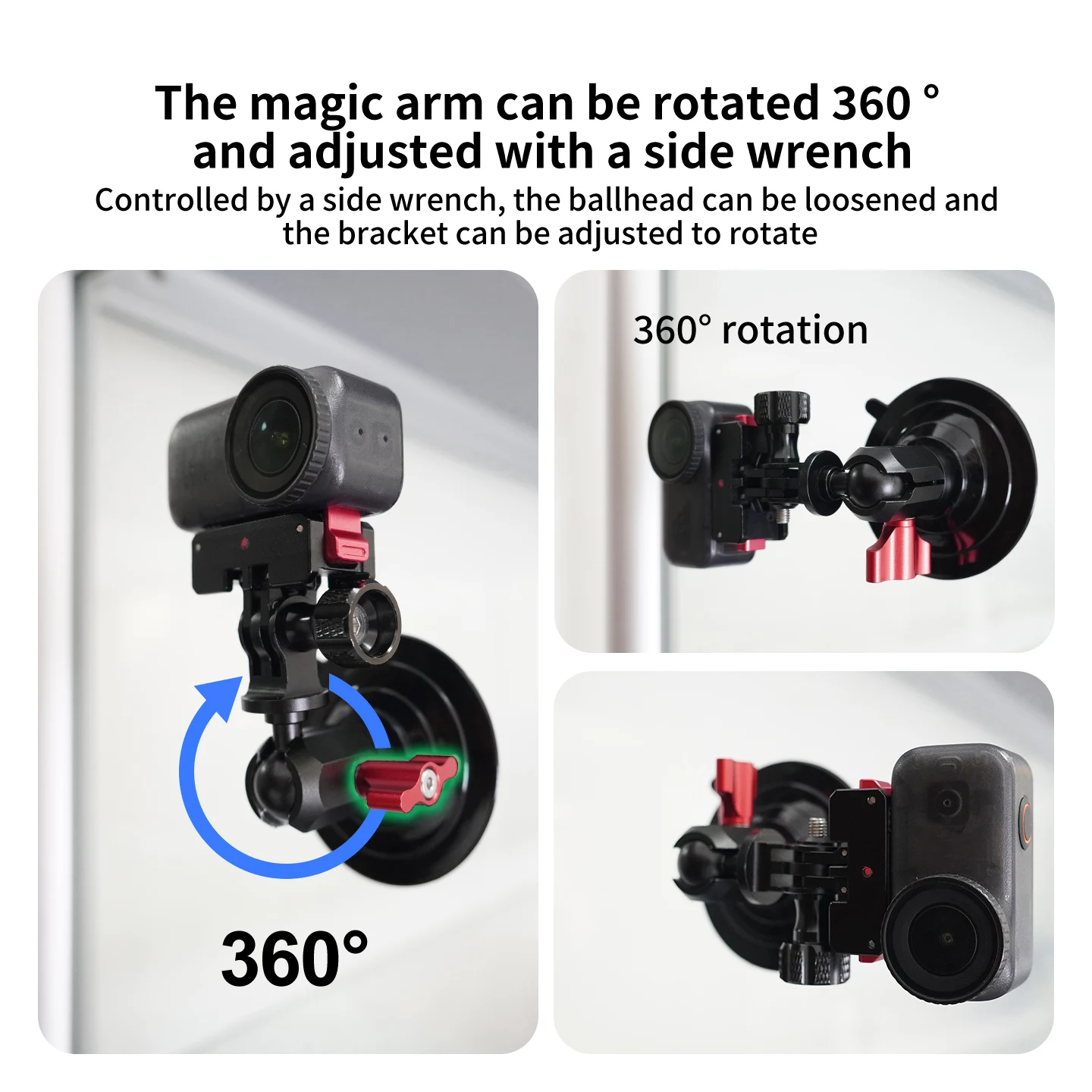 Saugnapf-Autohalterung für Insta360 X4 X3 X2 Windschutzscheiben-Schnellverschlusshalter für Pocket 3 4 GoPro 13 12 11 10 9 8 Action 4 3 – Detail 7