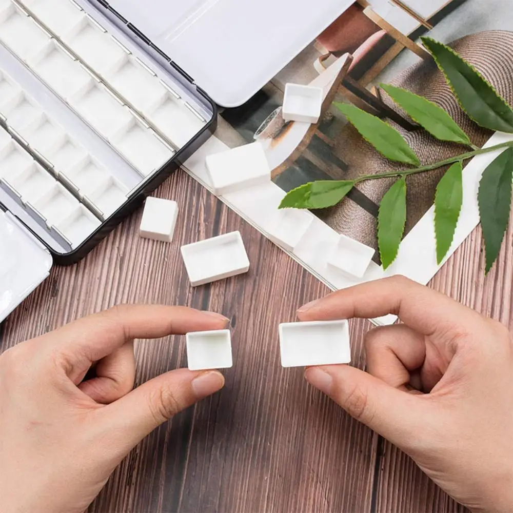 5/20/50pcs Plastic Pigment Box Mini Size Rectangle Empty Half Tiny Pans White Transparent Paint Pans DIY Watercolor Oil Painting