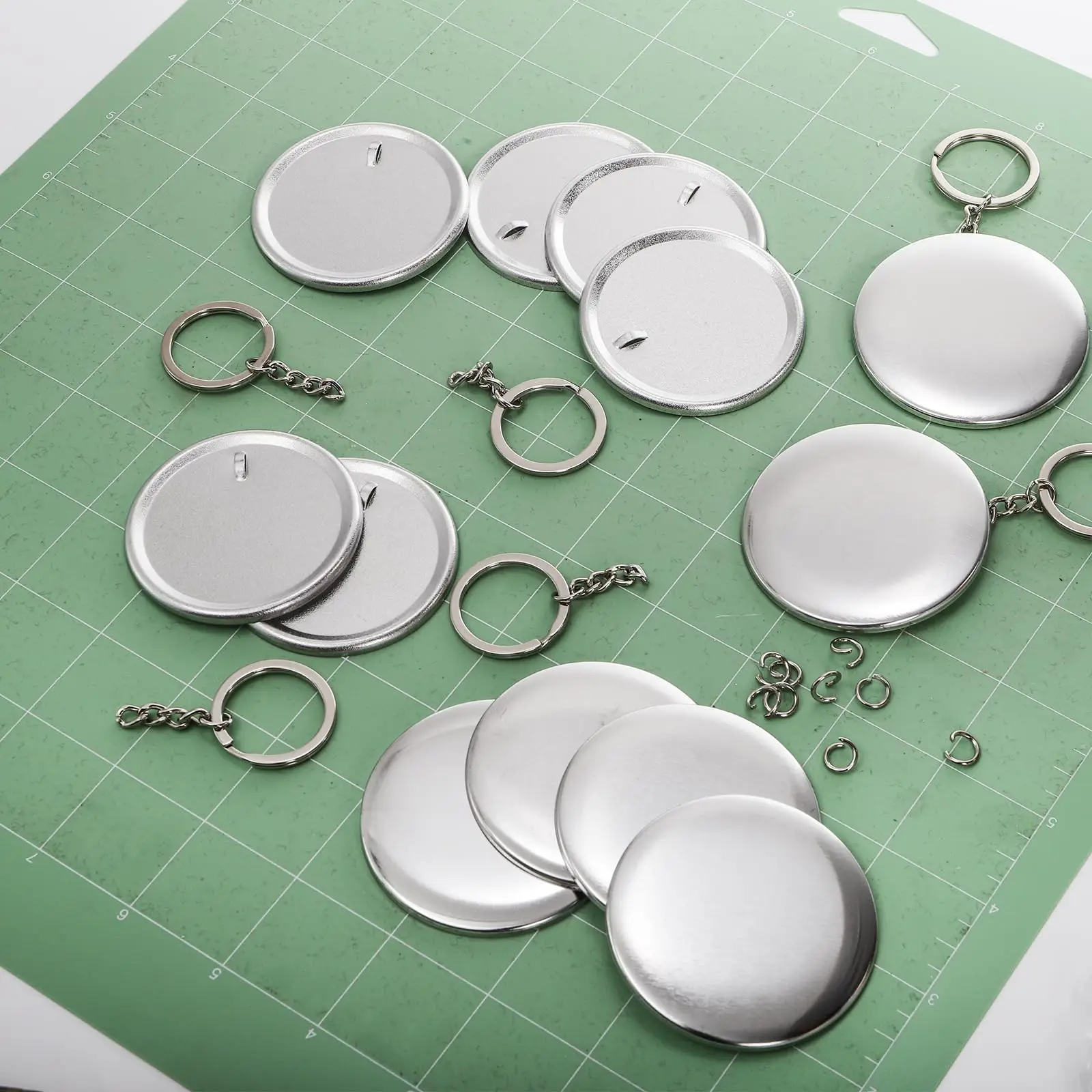 44mm/58mm Metal Button Supplies 100sets Blank Material Badge Keychain Parts Plastic / Metal Base for Press Making Machine Crafts