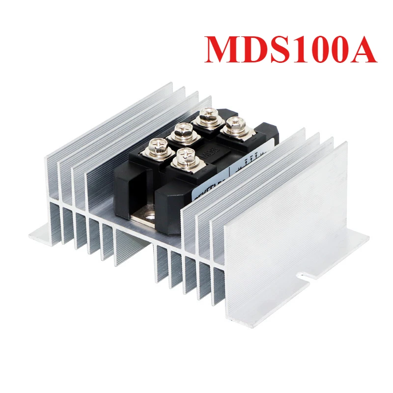 MDS100A 3-Phase Diode Bridge Rectifier 100A Amp 1600V Bridge Rectifier with heat sink 125mm x 90mm x 50mm