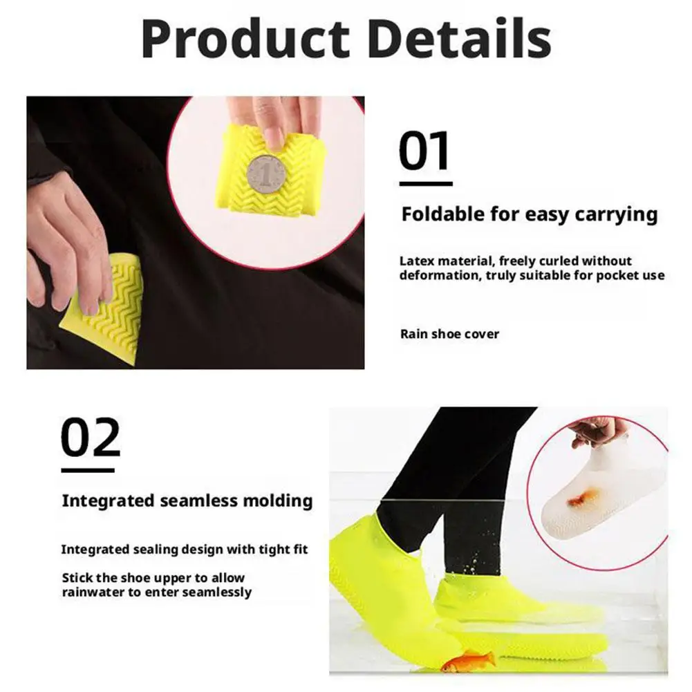 Latex Waterproof Shoe Covers Unisex Reusable Non-Slip Rain Boot Overshoes Protectors for Walking Outdoor Rainy Days Durable Easy