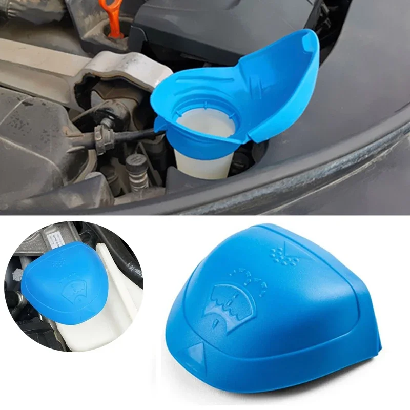 Blue Car Wiper Washer Fluid Filler Lid Funnel Tank Reservoir Cap Wiper kettle Cover Universal For VW Audi SKODA Auto Accessories