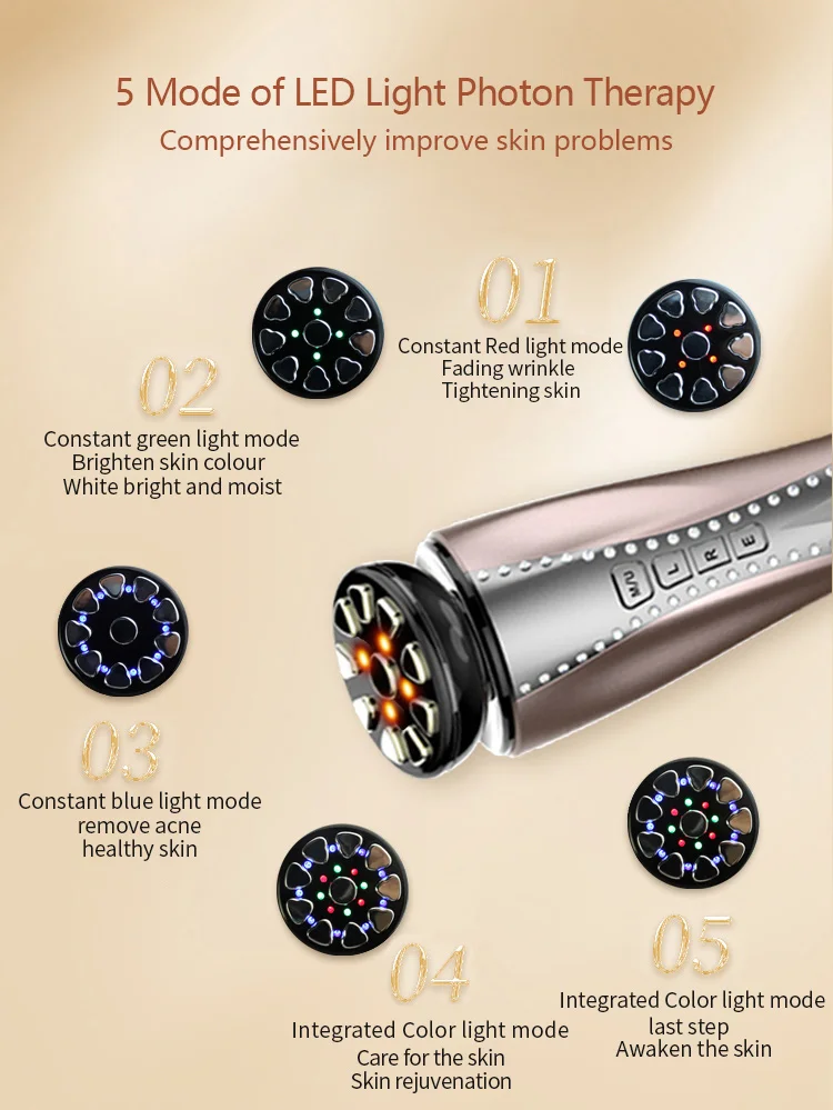 Luksusowy wielofunkcyjny masażer do twarzy EMS Micro Current MFIP LED Light narzędzie do pielęgnacji twarzy Lifting twarzy urządzenie kosmetyczne do użytku domowego