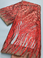 2025 African Lace Fabric Fashion Style With Sequins Embroidery Mesh Tulle Lace Fabric For Nigeria Wedding Party Dress 2.5yards