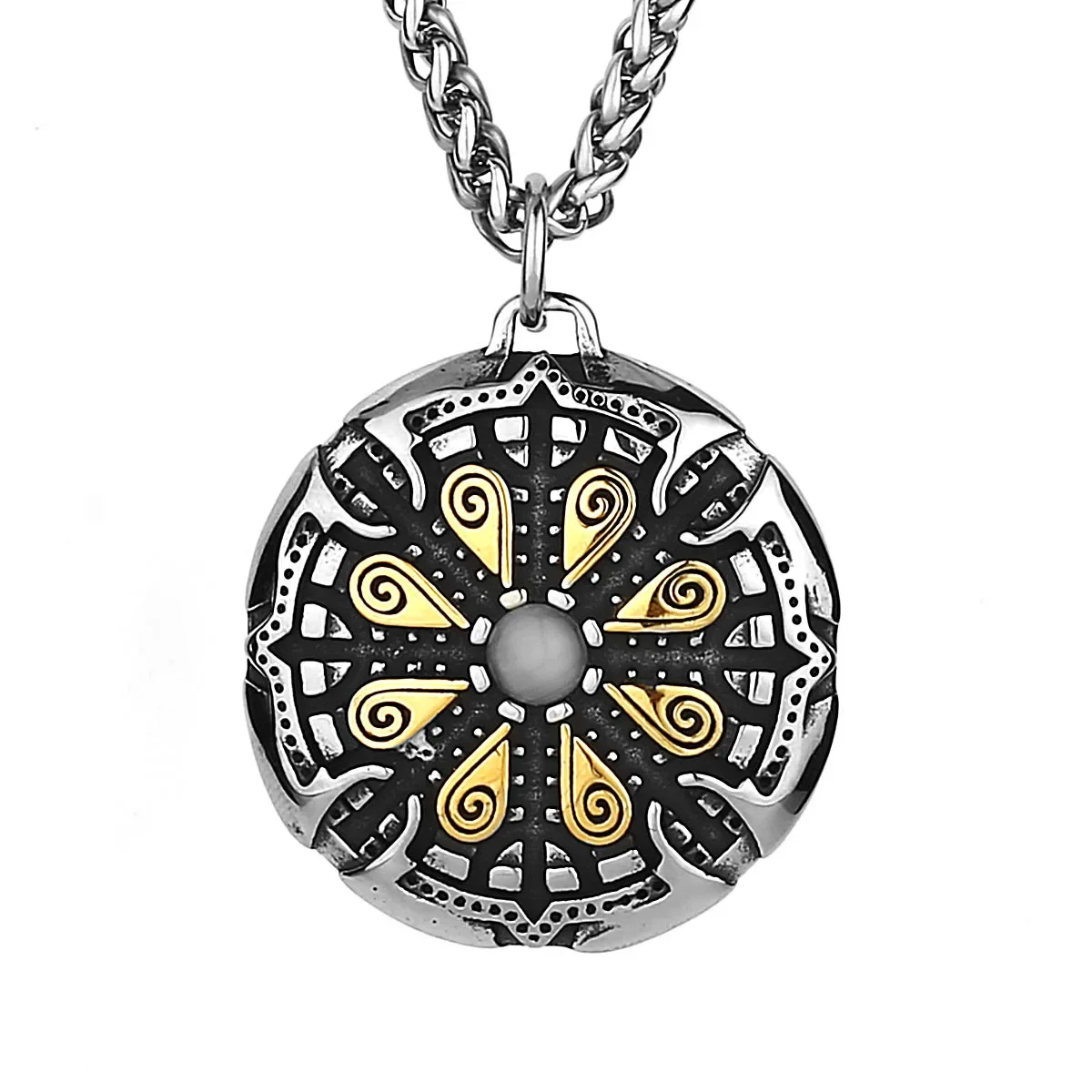 

CHUANGCHENG Nordic Viking Rune Vintage Fashion Stainless Steel Pendant Men's Necklace Chain