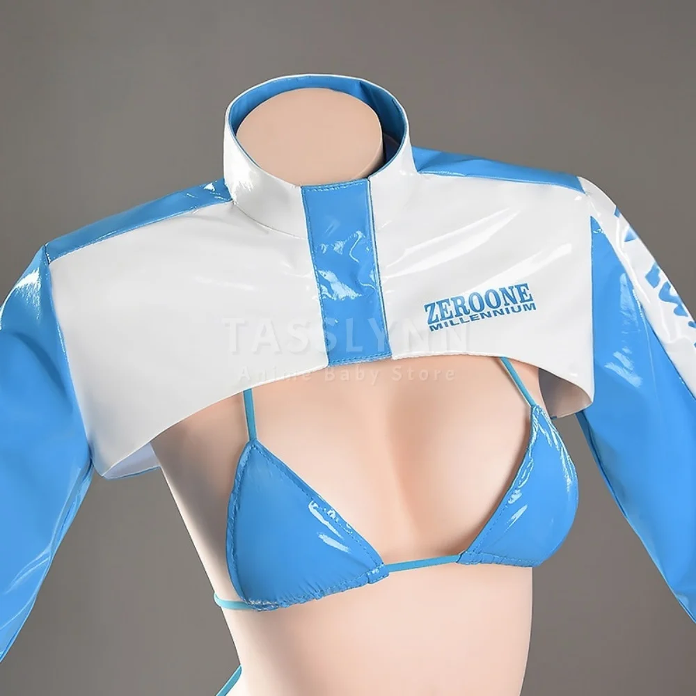 Presale Itinose Asena Blue Archive Outfit,  Bikini Inner Top Mini Skirt Full Accessories, Anime Racing Girl Roleplay Costume view 4