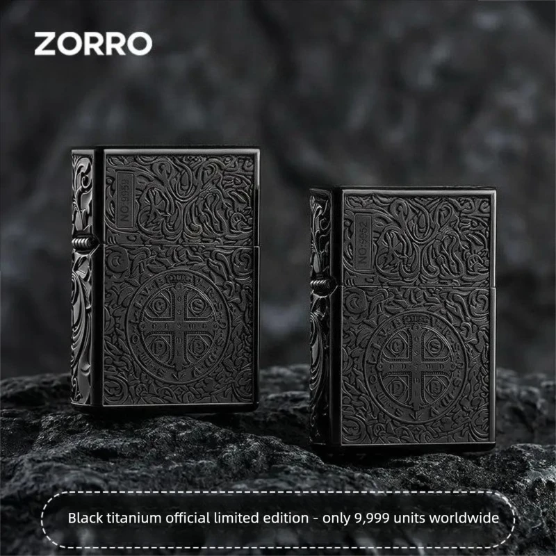 Briquet ZORRO en titane noir haut de gamme, Constantine, à kérosène, blindage épaissi, cadeau personnalisé pour petit ami