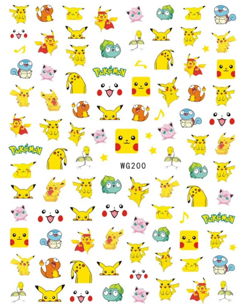 1PCS Cartoon Kawaii Pokémon Nail Stickers 3D Sanrio Hello Kitty Stickers For Nails Nails Accesories Anime Kuromi Nail Supplies