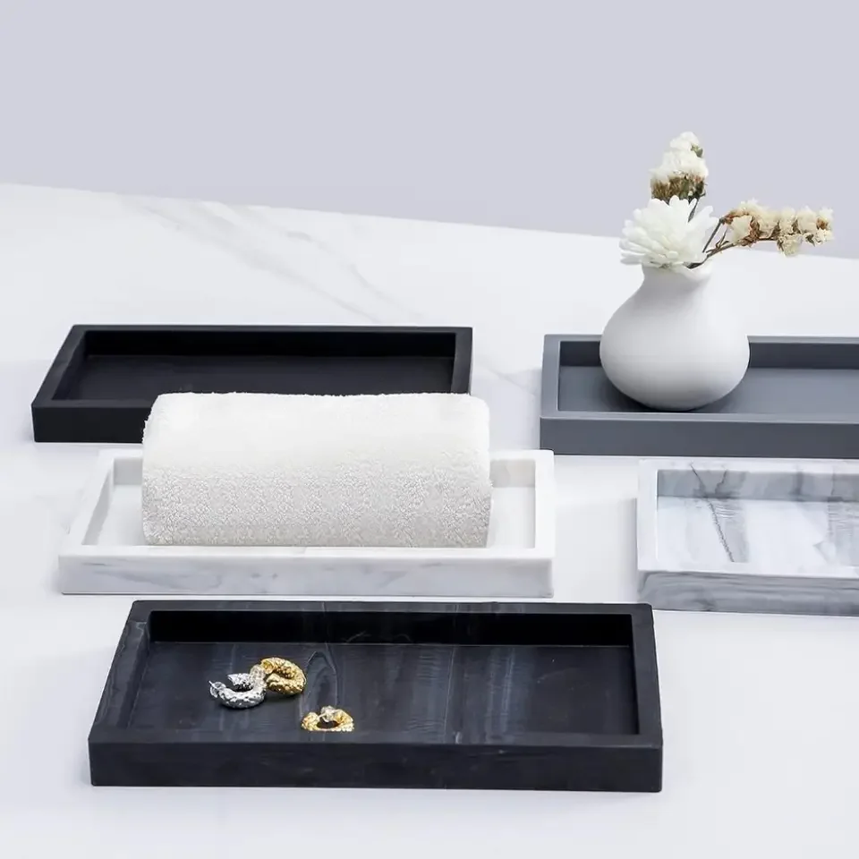 

Bathroom Countertop Storage Tray Silicone Soap Dispenser Tray Bathroom Vanity Storage Tray for Dish Soap Sponge Perfume Candle