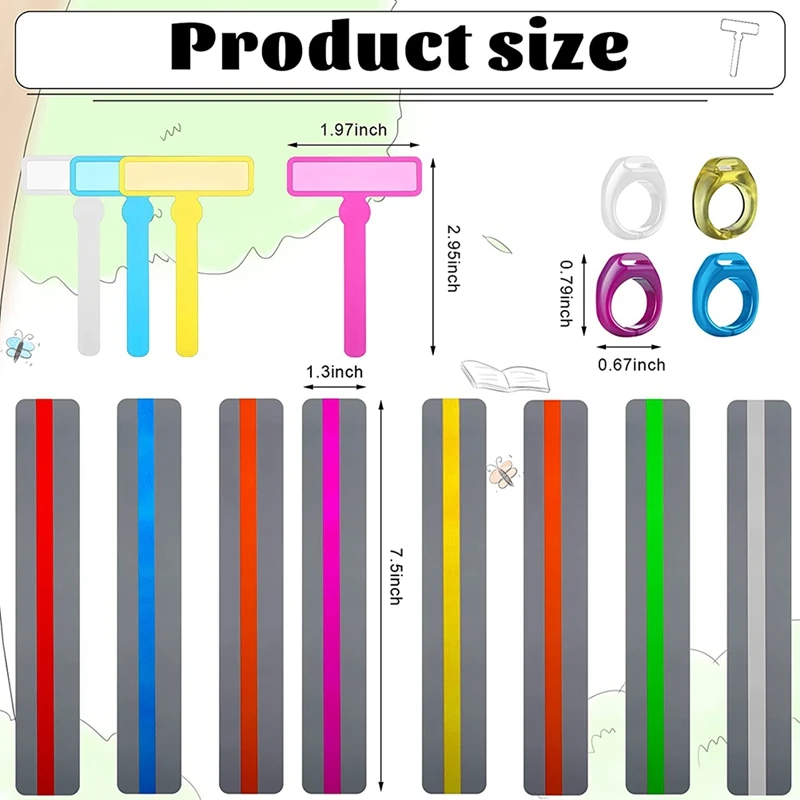 24 Pieces Guide Reading Strips Colorful Highlighter Reading For Kids Finger Pointers Tools Early Reader