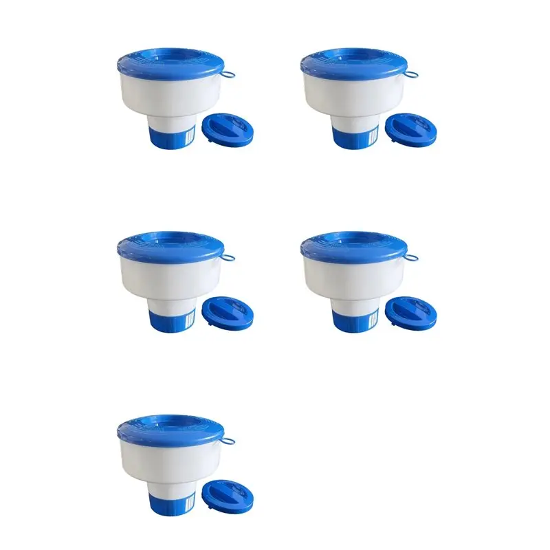 HOES-5X Pool Pill Dispenser 7 Inch Pool Tablet Floater Folding Holder With Pull Ring For Spa Hot Tub In-Ground Pools Personal
