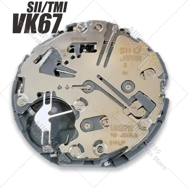 Movimiento japonés VK67, movimiento de cuarzo VK67A, 6 manecillas, fecha en 3 6/9/12, accesorios de movimiento de segundo pequeño