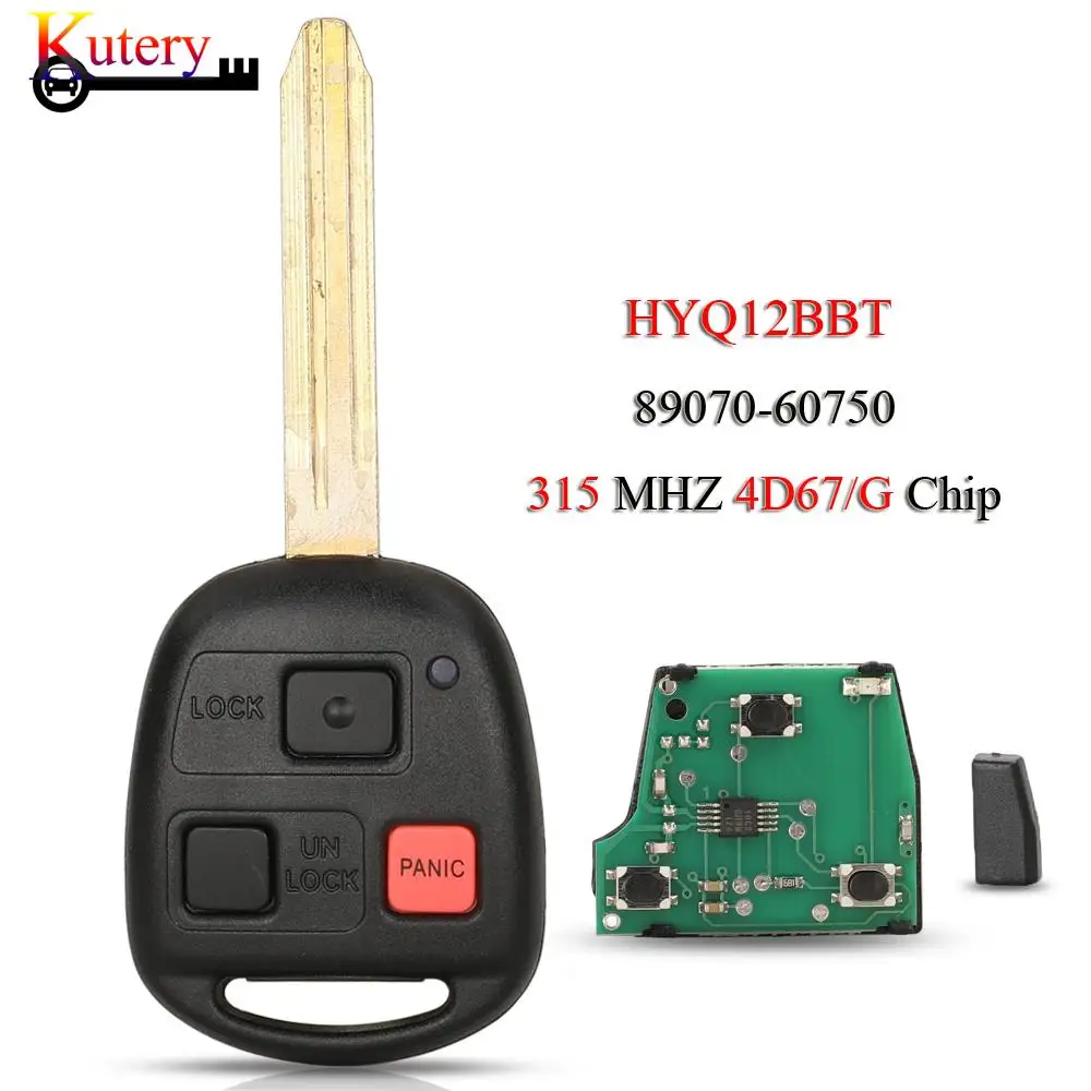 

jingyuqin HYQ12BBT Remote Car Key For Toyota Land Cruiser FJ Cruiser 3Buttons 315MHZ 4D67/G Chip 89070-60750 With TOY43 Blade