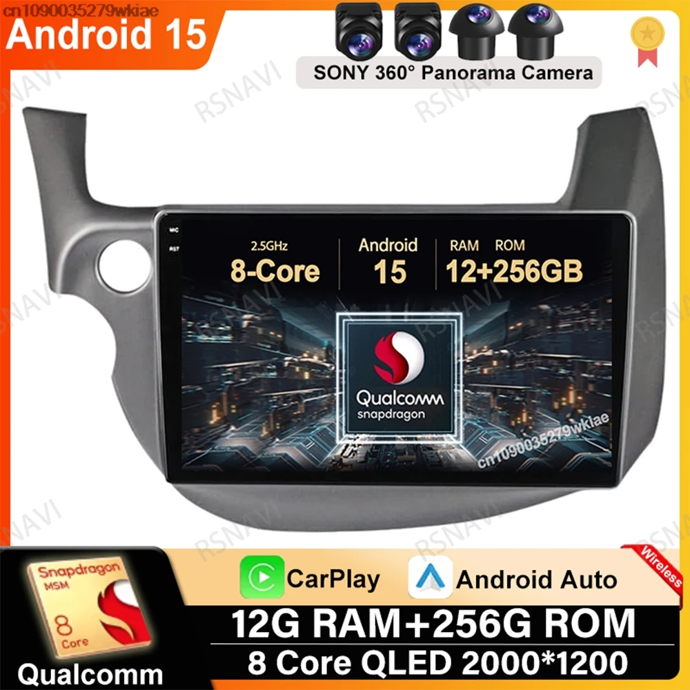 

Android 15 для Honda Fit Jazz 2007-2014 BT Qualcomm стерео головное устройство авторадио навигация DSP беспроводной Carplay авто GPS 4G LTE