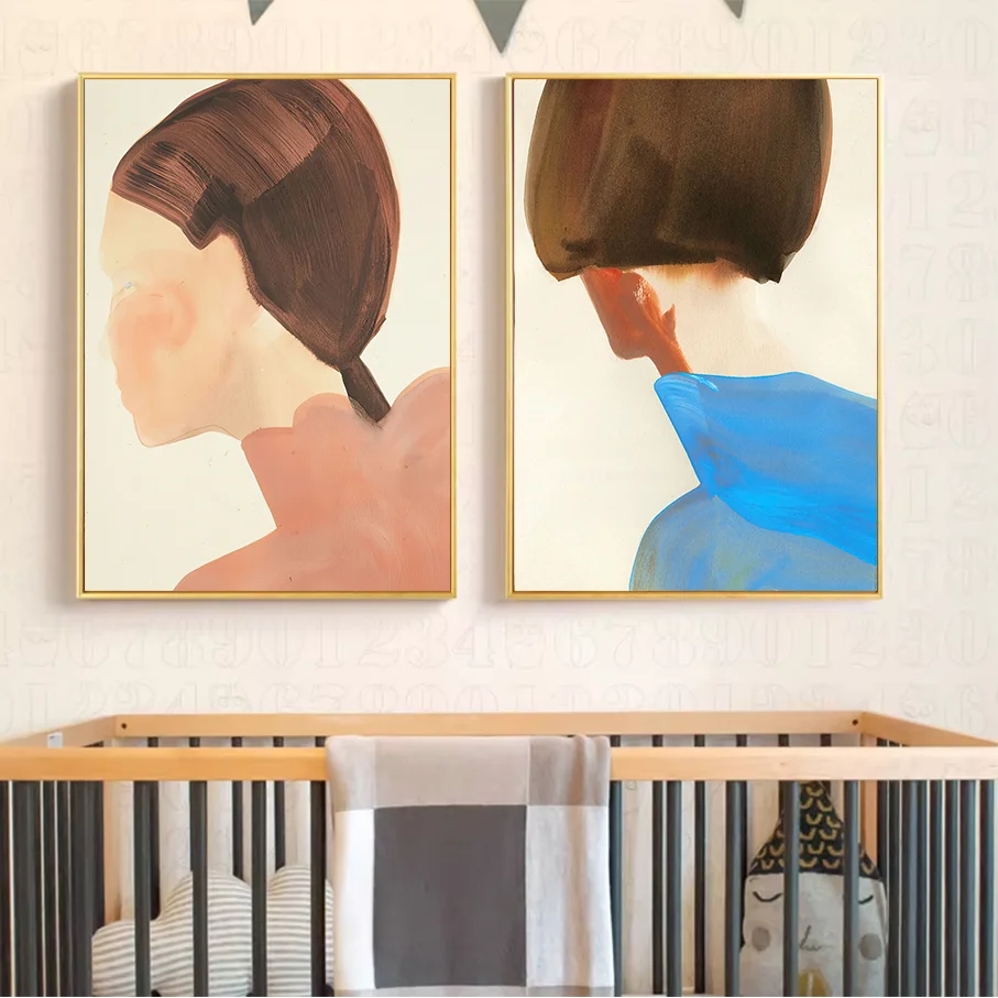 Frameless Canvas Print Abstract Woman Portrait Modern Wall Art Contemporary Decor Female Profile Minimalist