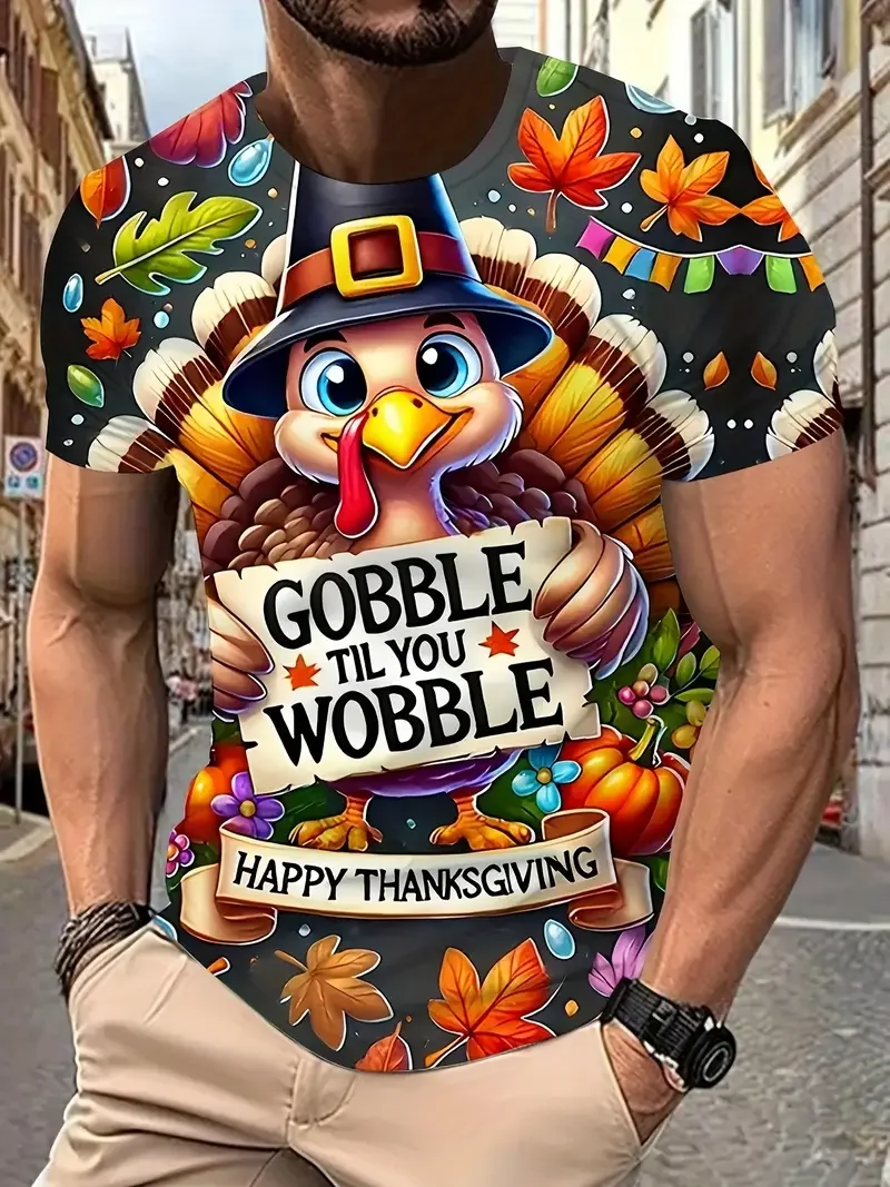 New Thanksgiving Day T Shirt Clothes 3d Print Happy Thanksgiving Turkey Tops Graphic Short Sleeve T Shirt For Man Women Tee Tops