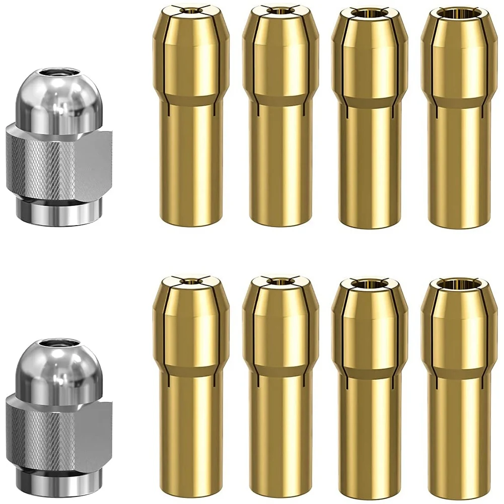 

10Pcs Brass Collet for Dremel,Replacement 4485 Quick Change Rotary Drill Nut Tool Set 0.8/1.2/1.5/1.8/ 2.0/2.4/3.0/3.2mm