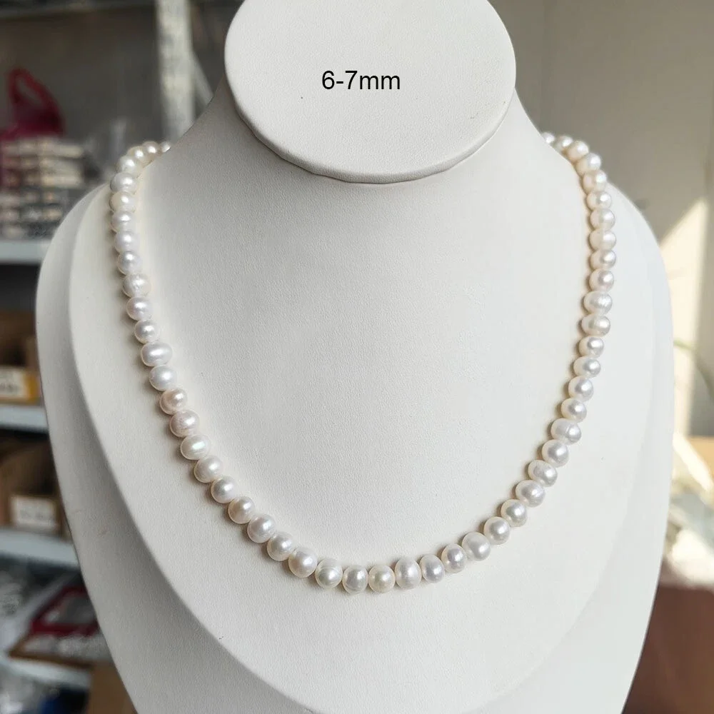 Natural Pearl Necklace Akoya AAA 6-7mm Round Pearl Earring Bracelet Necklace Set 20 Inches * * * 925s view 2