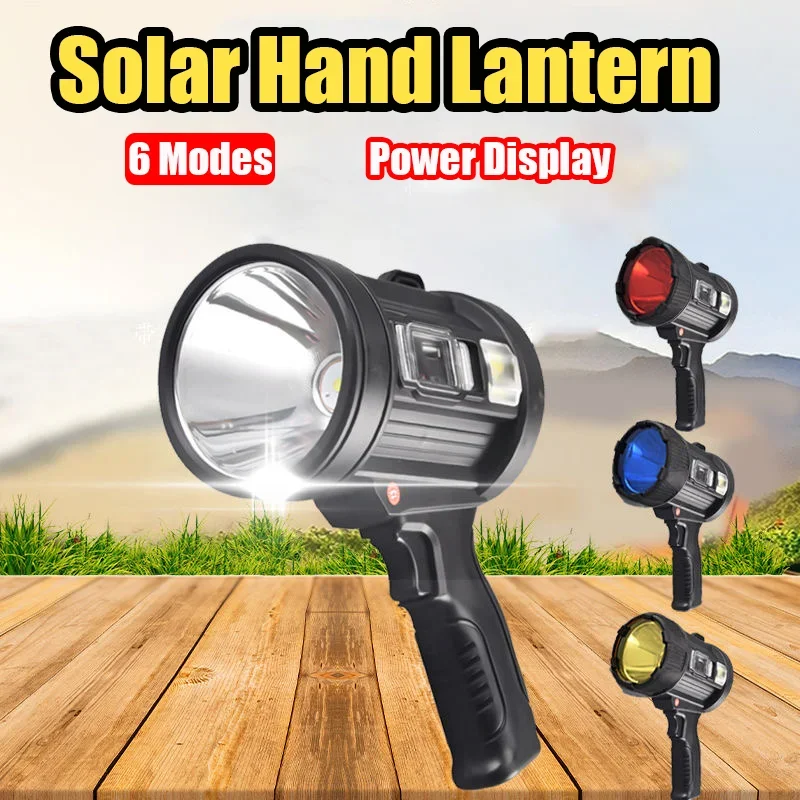 

New Rechargeable Spotlight 9900000 Lumens Led Spot Lights Handheld Large Flashlight Super Bright Outdoor Solar Searchlight P90