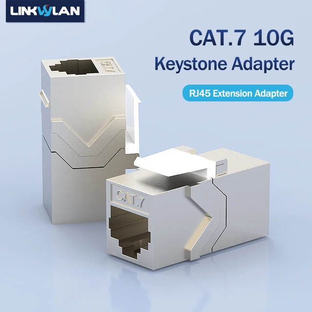 10G Cat7 C6A RJ45 wbudowany łącznik ekranowany kobiet Keystone Adapter prosto przez złącze nadaje się do puste Panel krosowy