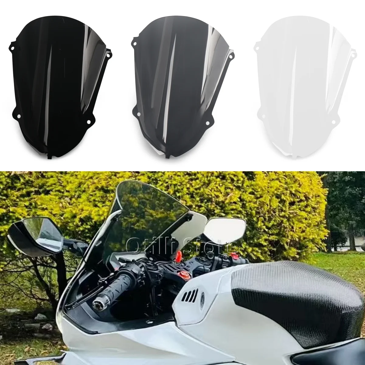 

Motorcycle Front Windshield Windscreen Double Bubble Wind Deflector For Yamaha YZF-R3 YZF-R25 YZF R3 R25 YZFR3 YZFR25 2019-2025