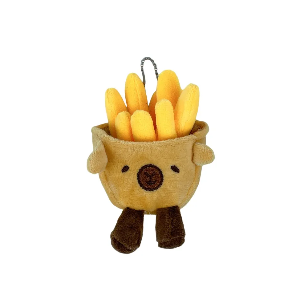 New Creative Capybara French Fries Plush Pendant Cartoon Cute Key Pendant Exquisite Girls Capybara Plushie Doll Keyring