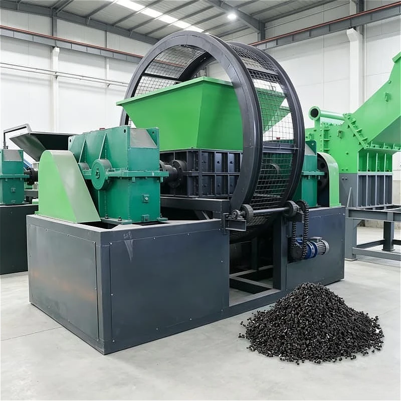 Twin Blade Tire Shredder High Torque Tyre Crushing Equipment Industrial Rubber Waste Disposal Machine Customized Blade Shape