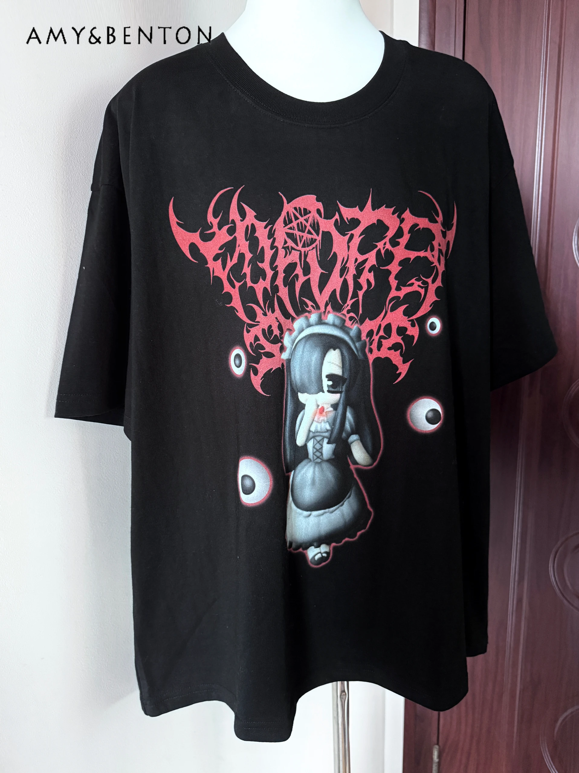 

Original Gothic Anime Printed T-shirt Punk Subculture Short-sleeved Loose Top Summer Japanese Style Street Oversized T Shirt