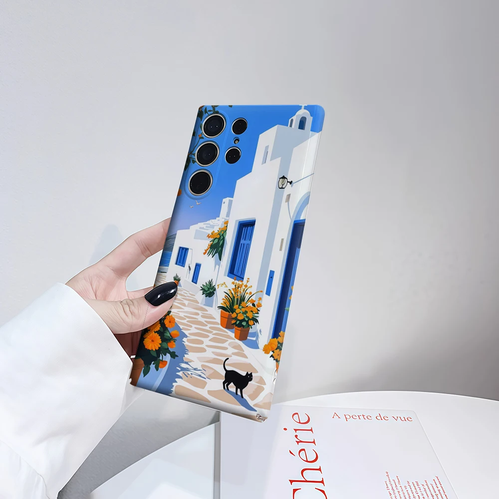 سانتوريني حافظة هاتف سوداء على شكل قطة لهاتف سامسونج جالاكسي S25 Ultra S24 S23 Ultra Plus غطاء خلفي لامع بطبقة مزدوجة #6