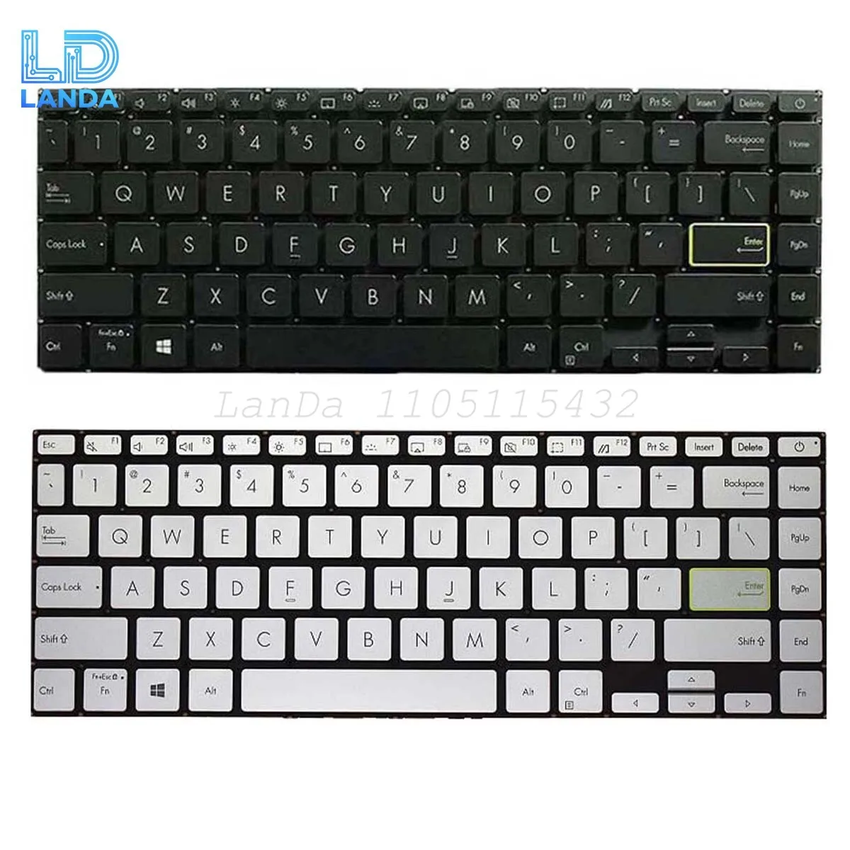 

Laptop Keyboard For Asu-s E410 E410K E410KA E410M E410MA Black Silver US Backlit