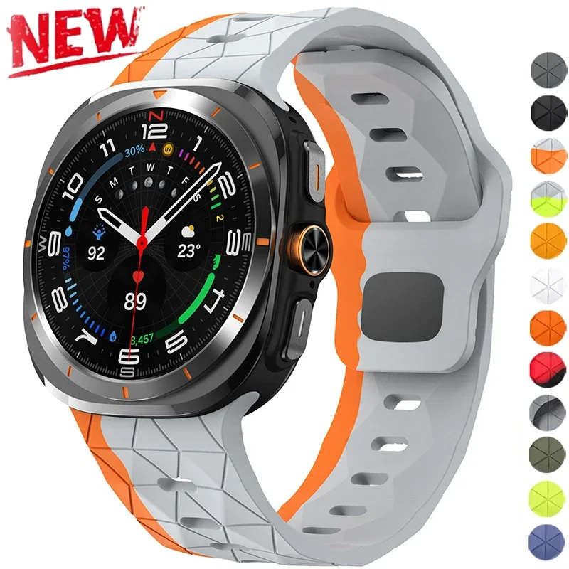 Tali jam tangan Samsung Galaxy Watch 7, tali olahraga silikon 47mm Ultra Band kompatibel untuk Galaxy Watch