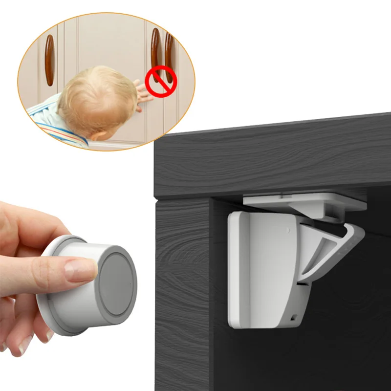 Magnetic Child Lock Children Protection Baby Safety White Plastic Lock Drawer Latch Cabinet Door Lock Limiter kids Security Lock