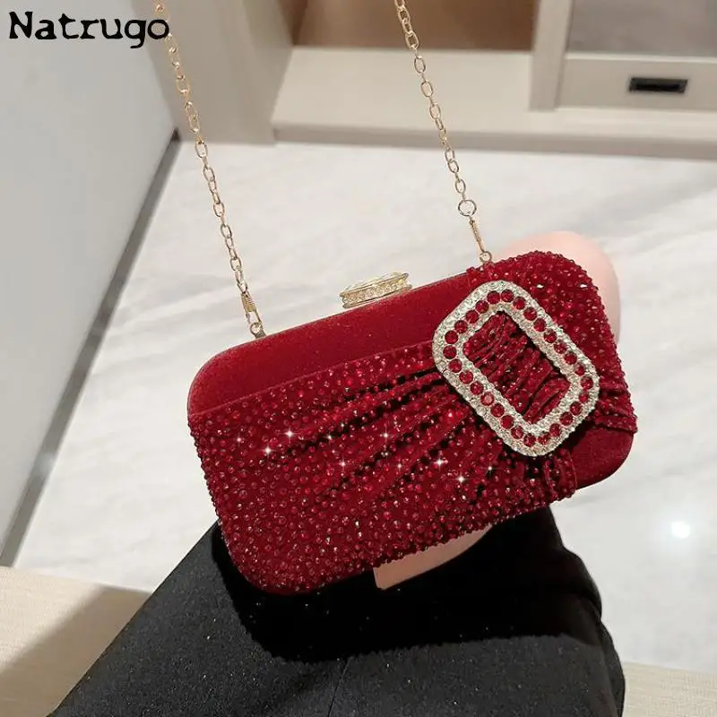 Elegant Sexy Red Women Luxury Special Crystals Beaded Evening Clutch Bags Bride Wedding Party Handbag Beaded 2024 New