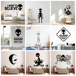 1 pc Creative Alien Wall Sticker Vinyl Art Home Decor For Kids Rooms Background Wall Art Decal Drop Shipping