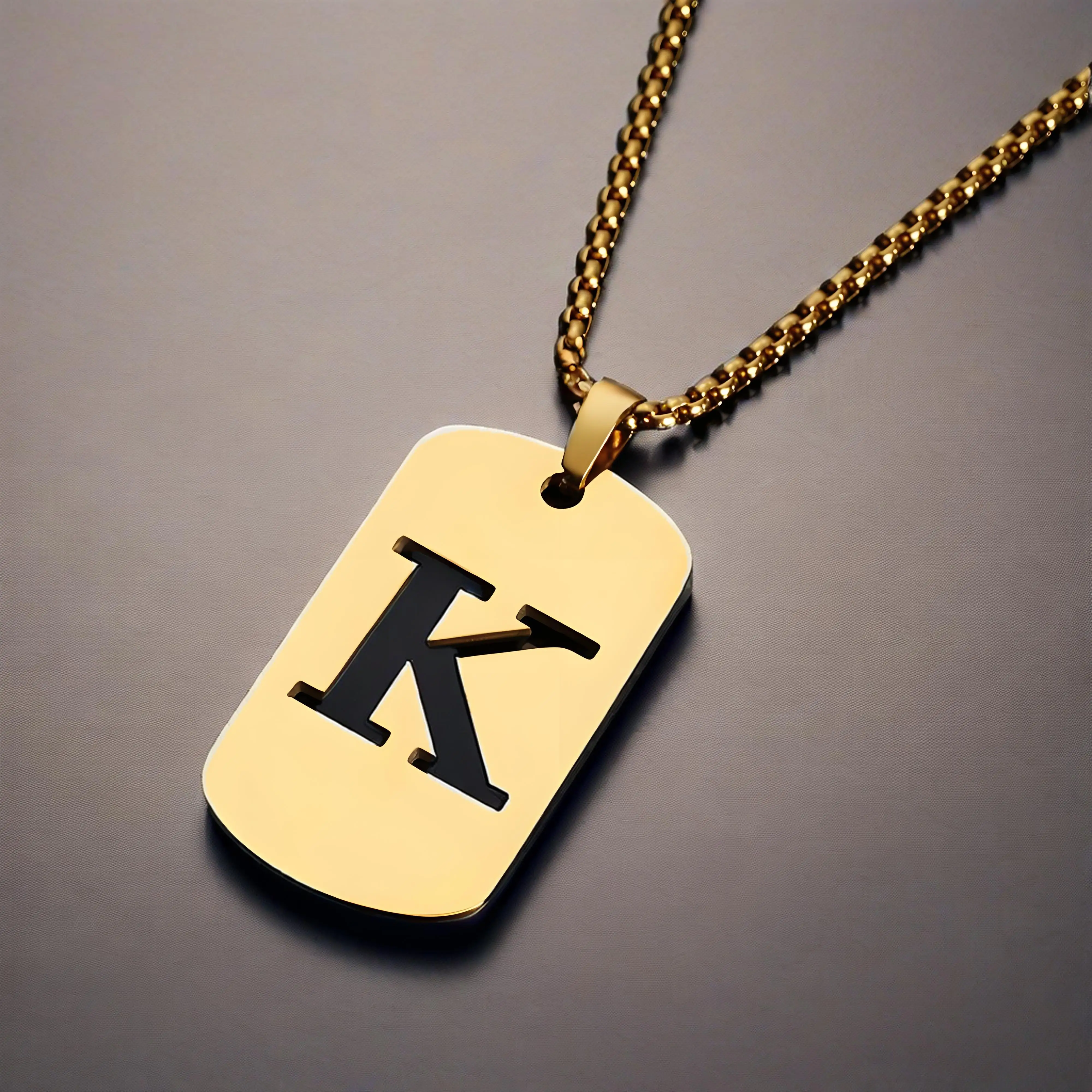 

Custom Letter Pendant Necklace, Stainless Steel Engraved Initial Necklace, Trendy Personalized Jewelry Ideal Gift for Birthday