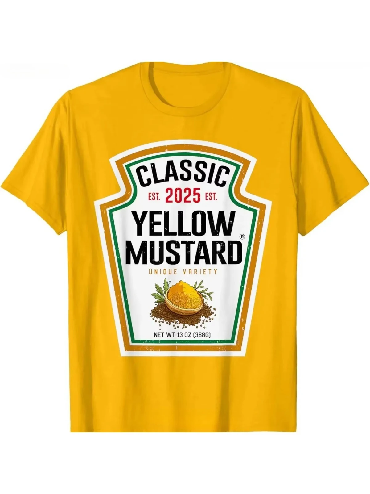 Yellow Mustard Condiment Halloween Costume T Shirt vintage Washed homme Top For Everyday Wear Slightly streetwear Versatile