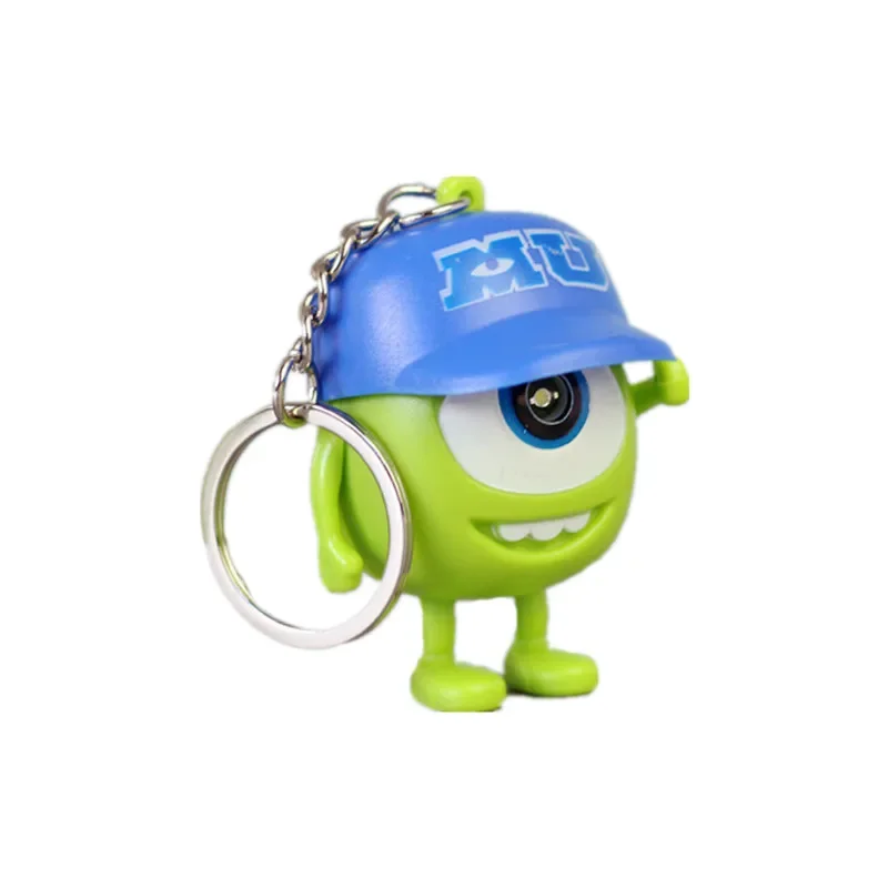 MINISO Monsters University Mike Keychain LED Light Sound Anime Wazowski Mr.Q Action Figures Pendent Toy Gift